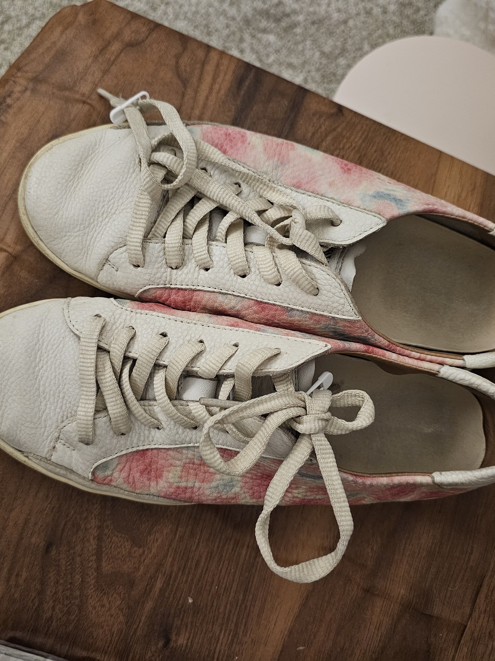 Soludos White Sneakers with Pink and Blue Tie-Dye Panels